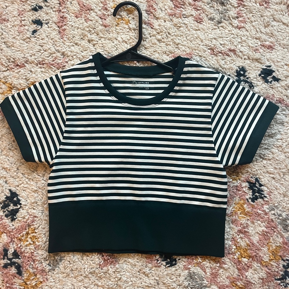 Striped Green and White Aerie Shirt